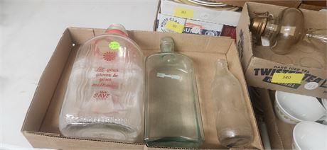 3 Glass Vintage Bottles