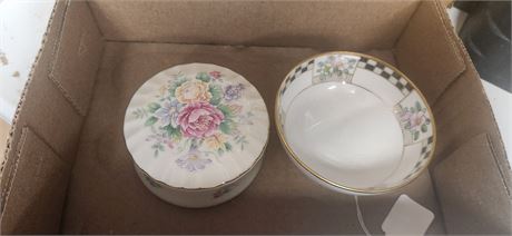 Vintage Musical Trinket Box & Bowl