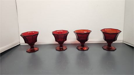 4 Fostoria Ruby Red Parfaits
