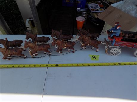 Cast Iron Horses and Wagon