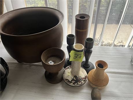 Decor, Candlesticks, Metal Pot