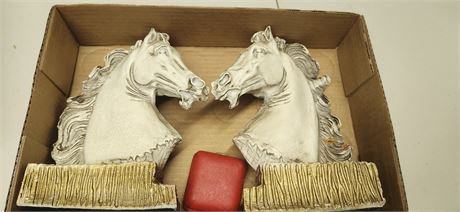 Horse Book Ends & Seth Thomas Clock