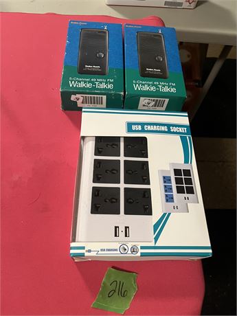 Walkie Talkies in Box, USB Charger Socket