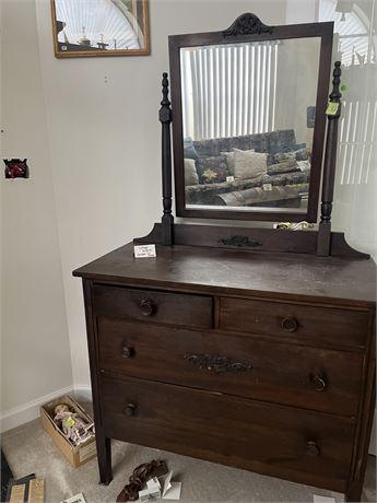 Antique Empire Dresser with Mirror