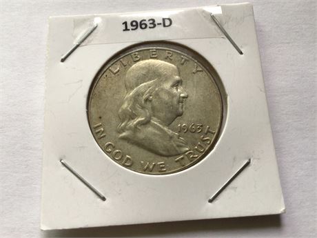 1963 - D Ben Franklin 1/2 Dollar Coin