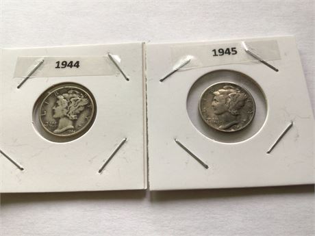 1944 & 1945 Mercury Dimes