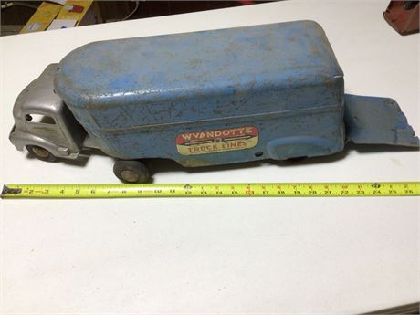 Vintage Tractor Trailer Metal Toy