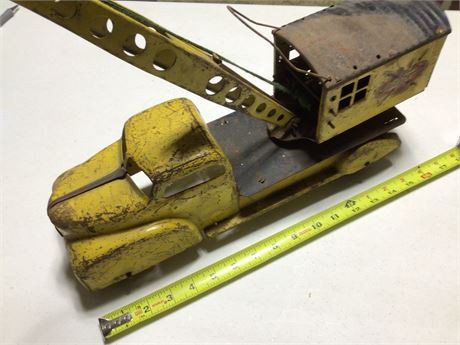 Vintage Metal Yellow Crane Truck Toy