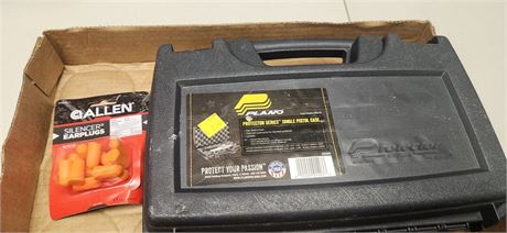 Pistol Case and earplugs