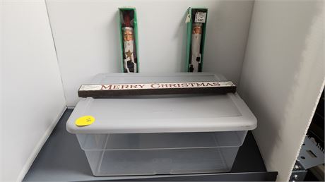 Lot Of Christmas Decorations & Storage Tote