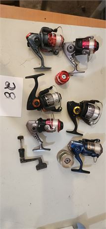 6 Fishing Reels and misc