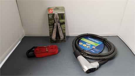 Heavy Duty Locking Cable & 12 In 1 Multi Tool & Strap