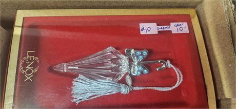 Lenox Lead Crystal Parasol Ornament & Cherished Teddies & Misc.Items