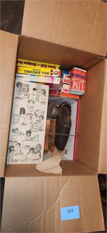 Card games, wooden shoe, vhs tapes
