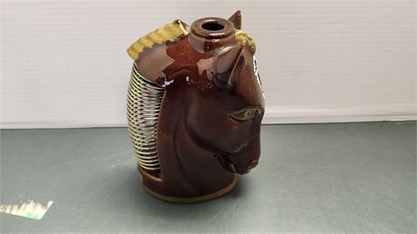 Vintage Redware Hoarse Head Bank Spring Letter Holder