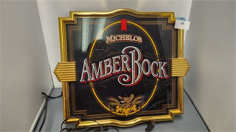 Michelob Amber Bock Lighted Beer Sign. Tested & works