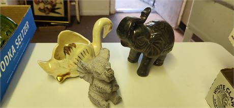 Lot Of Various Collectible Elephants & Swan