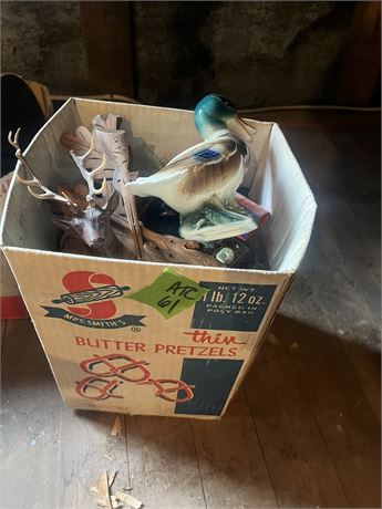 Vintage Collectibles and Decor Lot, Duck, Deer Head, Misc