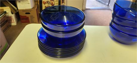 Lot Of Blue Glassware