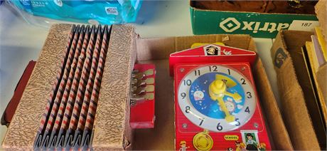 Toy Acordian & Toy Clock