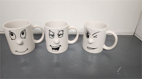 3 Mood Face Coffee Mugs