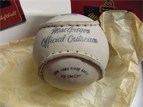 Vintage McGregor B380 Official Outseam Softballs & History Of Baseball Cards
