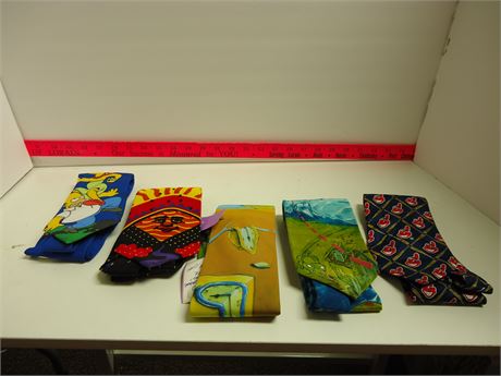 Beatles Ties & Salvador Dali Tie & Cleveland Indians & Simpson Tie