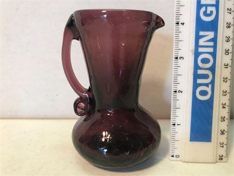 Amethyst Crackle Glass Mini Pitcher