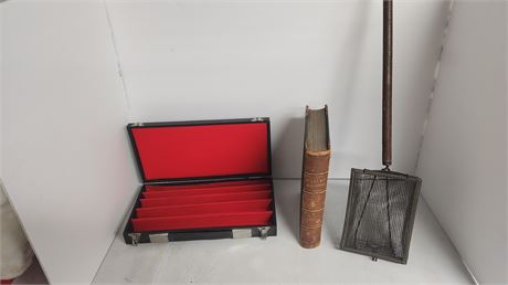 Vintage book & Vintage Popcorn Popper & Black Case