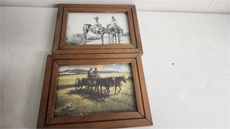 Vintage Wood Framed Pictures