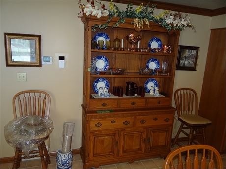 Lighted Oak Hutch- Very Nice. No Contents