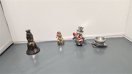 Metal Bell & 2 Metal Ornaments
