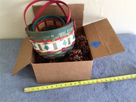 3 Nesting Baskets with Pine Cones