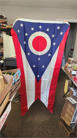 2 American Flags. One Flag Was Flown Over The State House In Columbus