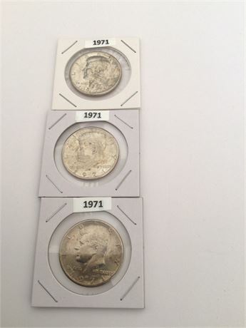 3 - 1971 Kennedy Bicentennial 1/2 Dollar Coins
