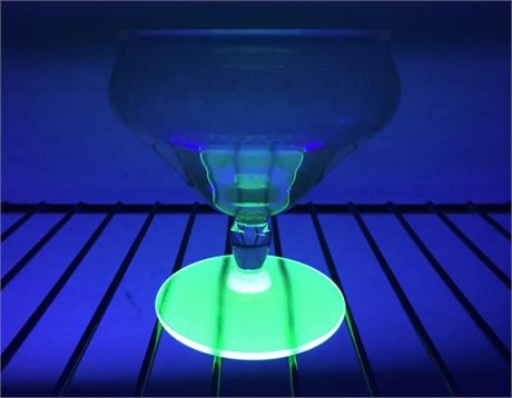Uranium Glass Bottom with Clear Designed Top Cup