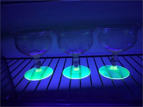 Matching Uranium Glass Bottom with Pink Designed Top Cup