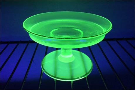 Gold Trim Uranium Pedestal Sorbet Candy Dish