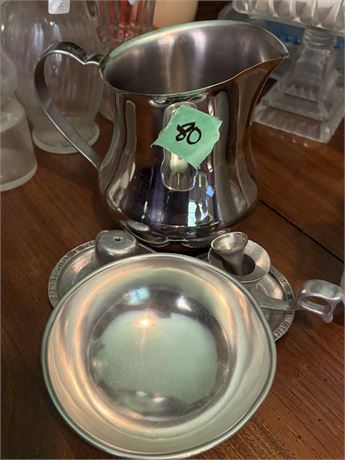 Pitcher, Candlesticks, Bowl