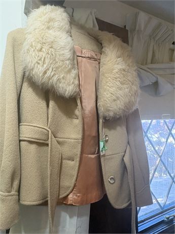 Vintage Wool, Fur Collar Coat