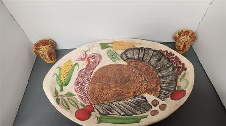 Seasonal Turkey Platter & Turkey Salt & Pepper Shakers