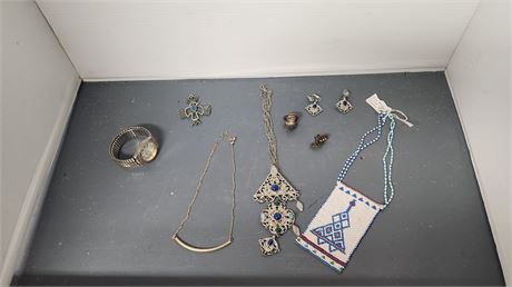 Seed Bead Pendent Necklace & Misc. Jewelry