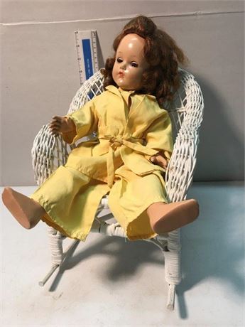 Doll with Wicker Rocking Chair