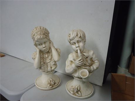 Vintage Boy & Girl Music Statues