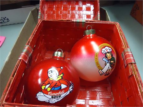 2 Campbell's Soup Christmas Ornaments