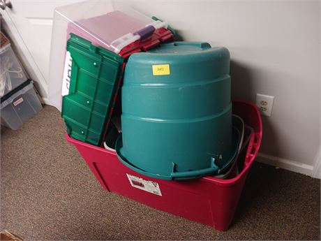 Lot Of Storage Totes. NO LIDS. One Tote Is Cracked