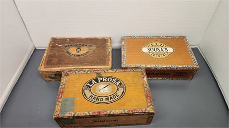 Lot Of 3 Collectible Cigar Boxes & Various Collector Plates