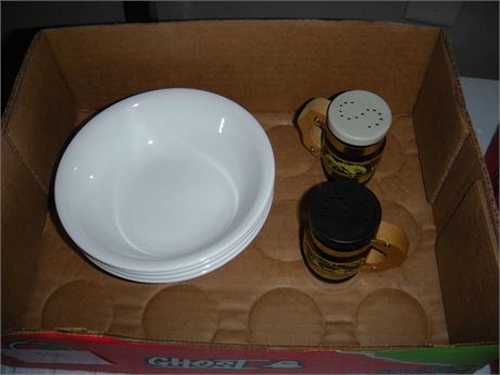 Corelle bowls and salt & pepper shaker
