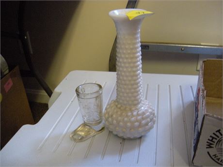 Small Boot Vase & Milk Glass Vase