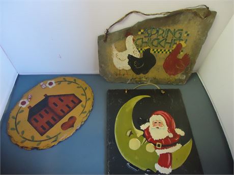 3 Slate Decorative Wall Hanging Pieces